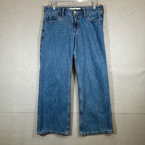 Y2K Hollister Jeans Womens 6x28 Blue Low-Rise Baggy Washed Wide Leg Denim Short
